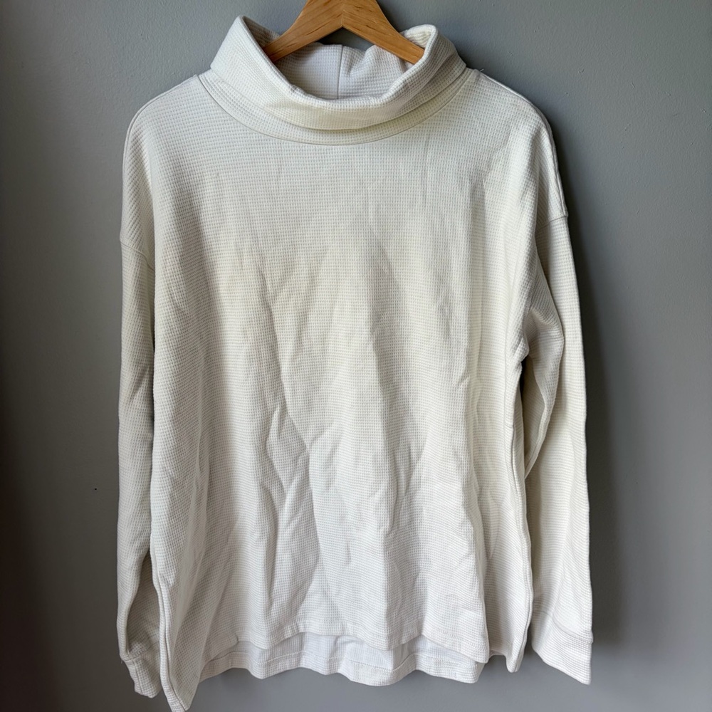 Lands End White Ribbed Turtleneck Sweater Size Large Men’s